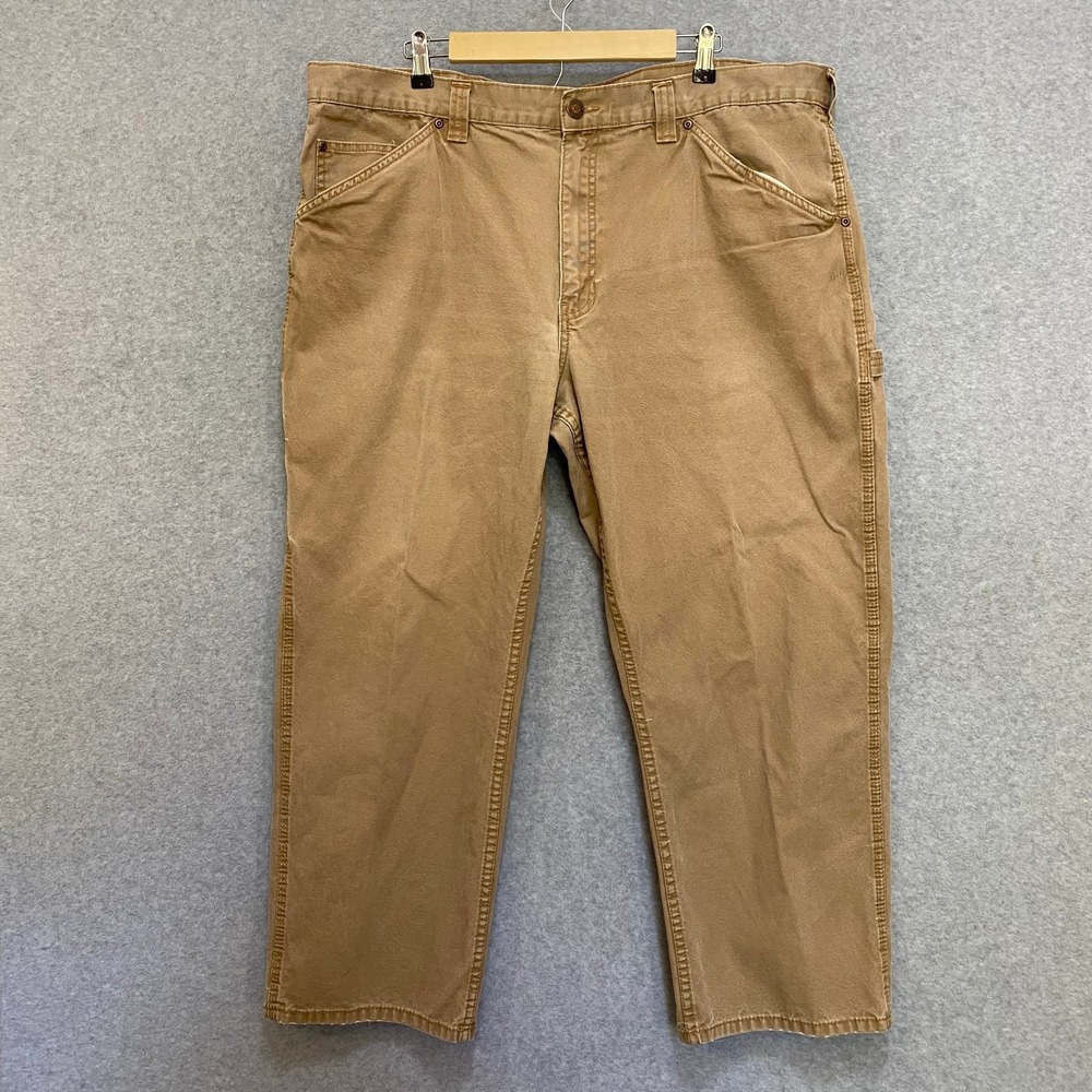 C.E. SCHMIDT Carpenter Pants Mens 44x30 Khaki Brown 100% Cotton Utility Workwear
